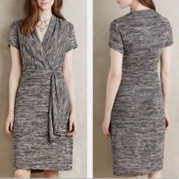 Mauve Dresses Anthropologie Maeve Surplus Gray Knit Wrap Dress